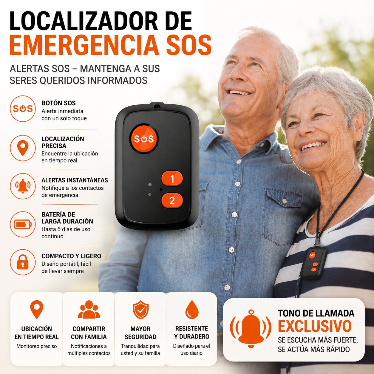 Rastreador GPS Personal Localizador SOS para mayores